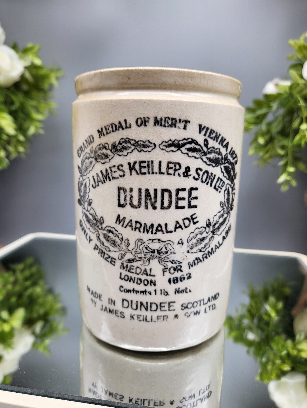 James Keiller & Son Dundee 18th Century Marmalade Ceramic Crock Scotland Antique